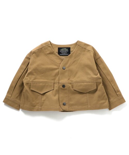 BREEZE（ブリーズ）の「バルーンジャケット（ノーカラージャケット・キッズ・ベージュ/インディゴブルー・90/100/110/120/130/140）」の6枚目の写真