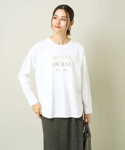 a.v.v(アーヴェヴェ)の「箔ロゴロンT(Tシャツ/カットソー・レディース・ホワイト/チャコールグレー・36/38/42/40/34)」の4枚目の写真