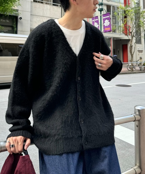 CIAOPANIC TYPY（チャオパニックティピー）の「【ユニセックス】ビックシルエットシャギーニットオーバーカーディガン（カーディガン/ボレロ・メンズ・ブラック/グレー/ブラウン/パープル・MEDIUM/LARGE）」の5枚目の写真