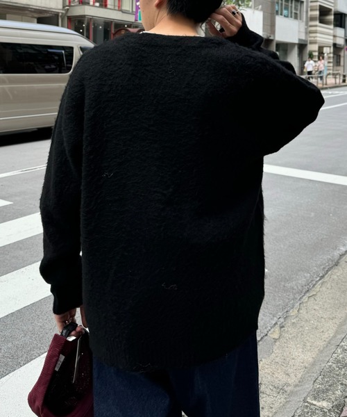 CIAOPANIC TYPY（チャオパニックティピー）の「【ユニセックス】ビックシルエットシャギーニットオーバーカーディガン（カーディガン/ボレロ・メンズ・ブラック/グレー/ブラウン/パープル・MEDIUM/LARGE）」の7枚目の写真