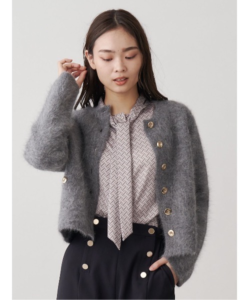 美品 TONAL アンゴラニットジャケット グレー カーディガン 金ボタン TONAL（トーナル）の「アンゴラニットジャケット（ニット