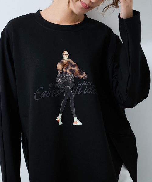 セール】立体ガールズプリント変形プルオーバー（Tシャツ