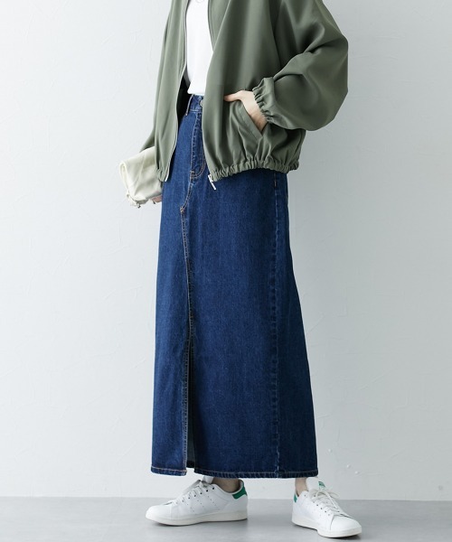 nissen（ニッセン）の「フロントスリットデニムスカート（スカート・レディース・ネイビー/ブルー・LL/S/M/L）」の12枚目の写真