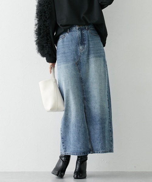 nissen（ニッセン）の「フロントスリットデニムスカート（スカート・レディース・ネイビー/ブルー・LL/S/M/L）」の16枚目の写真