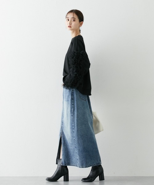 nissen（ニッセン）の「フロントスリットデニムスカート（スカート・レディース・ネイビー/ブルー・LL/S/M/L）」の17枚目の写真