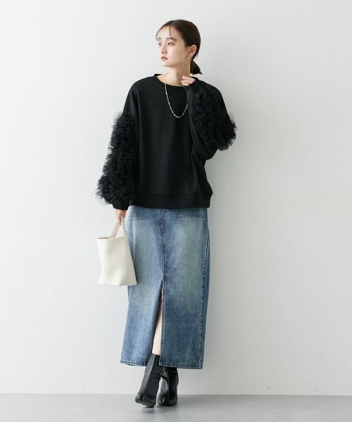 nissen（ニッセン）の「フロントスリットデニムスカート（スカート・レディース・ネイビー/ブルー・LL/S/M/L）」の18枚目の写真