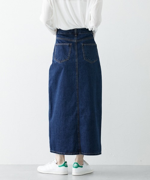 nissen（ニッセン）の「フロントスリットデニムスカート（スカート・レディース・ネイビー/ブルー・LL/S/M/L）」の4枚目の写真