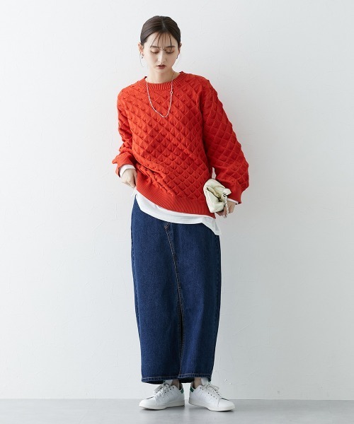 nissen（ニッセン）の「フロントスリットデニムスカート（スカート・レディース・ネイビー/ブルー・LL/S/M/L）」の8枚目の写真