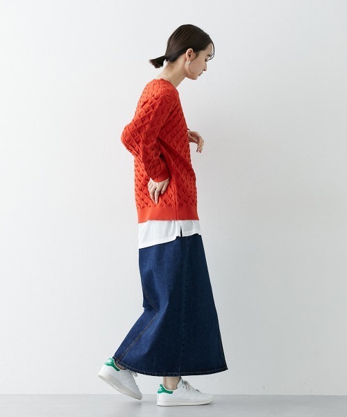 nissen（ニッセン）の「フロントスリットデニムスカート（スカート・レディース・ネイビー/ブルー・LL/S/M/L）」の9枚目の写真