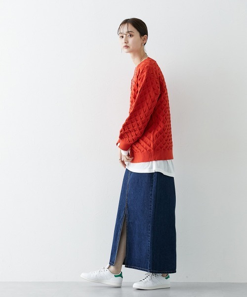 nissen（ニッセン）の「フロントスリットデニムスカート（スカート・レディース・ネイビー/ブルー・LL/S/M/L）」の10枚目の写真