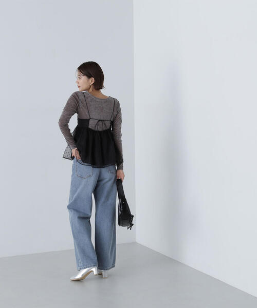 NATURAL BEAUTY BASIC（ナチュラルビューティーベーシック）の「◇ドットシアーキャミソール（キャミソール・レディース・ブラック/グレー/ベージュ・FREE）」の5枚目の写真