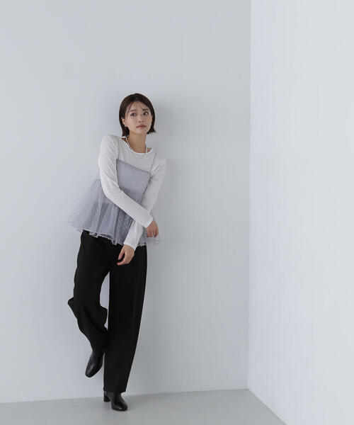 NATURAL BEAUTY BASIC（ナチュラルビューティーベーシック）の「◇ドットシアーキャミソール（キャミソール・レディース・ブラック/グレー/ベージュ・FREE）」の13枚目の写真