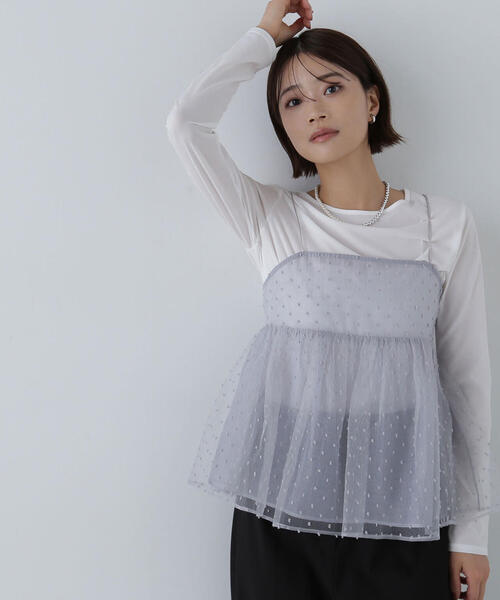 NATURAL BEAUTY BASIC（ナチュラルビューティーベーシック）の「◇ドットシアーキャミソール（キャミソール・レディース・ブラック/グレー/ベージュ・FREE）」の16枚目の写真