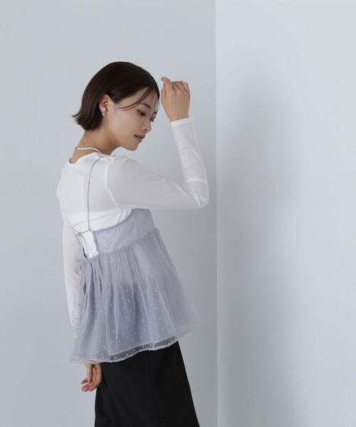 NATURAL BEAUTY BASIC（ナチュラルビューティーベーシック）の「◇ドットシアーキャミソール（キャミソール・レディース・ブラック/グレー/ベージュ・FREE）」の18枚目の写真