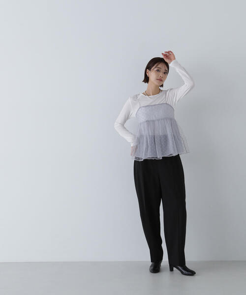 NATURAL BEAUTY BASIC（ナチュラルビューティーベーシック）の「◇ドットシアーキャミソール（キャミソール・レディース・ブラック/グレー/ベージュ・FREE）」の19枚目の写真