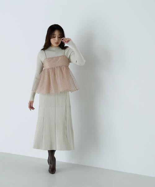 NATURAL BEAUTY BASIC（ナチュラルビューティーベーシック）の「◇ドットシアーキャミソール（キャミソール・レディース・ブラック/グレー/ベージュ・FREE）」の7枚目の写真