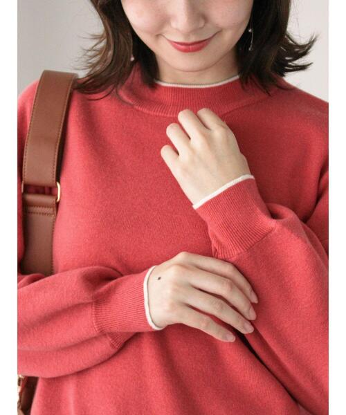 Te chichi TERRASSE（テチチテラス）の「もちもちミラノリブ配色ラインニット（ニット/セーター・レディース・ブルー/オフホワイト/レッド/ブラック・F）」の4枚目の写真