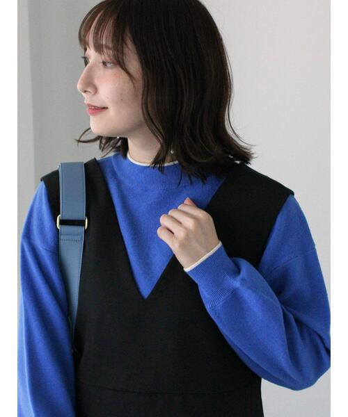 Te chichi TERRASSE（テチチテラス）の「もちもちミラノリブ配色ラインニット（ニット/セーター・レディース・ブルー/オフホワイト/レッド/ブラック・F）」の3枚目の写真