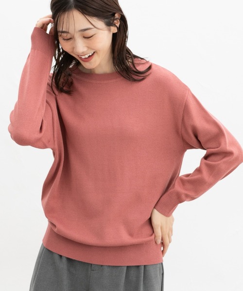 Honeys（ハニーズ）の「【ダイナホット・ハニぽか・ウォッシャブル】あったかクルーネックニット（ニット/セーター・レディース・ブラック/ラベンダー/ブルー/レッド/ライトグリーン/アイボリー・LL/S/M/L）」の6枚目の写真
