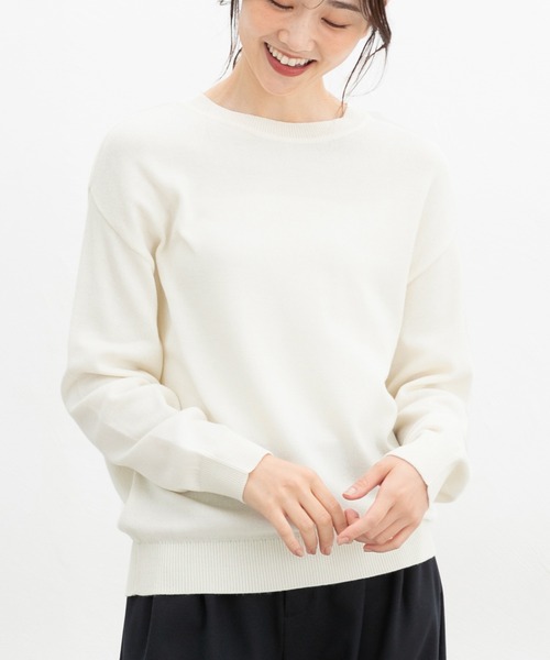 Honeys（ハニーズ）の「【ダイナホット・ハニぽか・ウォッシャブル】あったかクルーネックニット（ニット/セーター・レディース・ブラック/ラベンダー/ブルー/レッド/ライトグリーン/アイボリー・LL/S/M/L）」の1枚目の写真