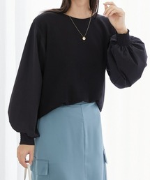 高身長 異素材切替えボリューム袖ブラウス(トールサイズ)