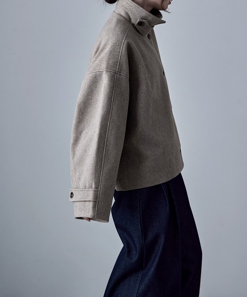 etoll.（エトル）の「3wayスタンドカラーショートコート（ステンカラーコート・レディース・ブラック/ベージュ/チャコール/ブラウン/アイボリー・M/L）」の21枚目の写真