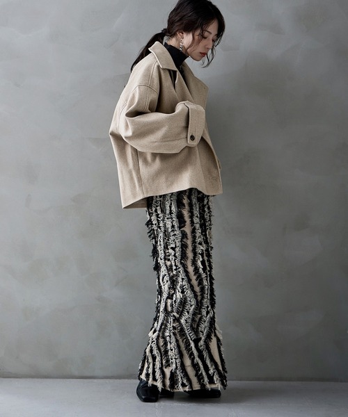 etoll.（エトル）の「3wayスタンドカラーショートコート（ステンカラーコート・レディース・ブラック/ベージュ/チャコール/ブラウン/アイボリー・M/L）」の9枚目の写真