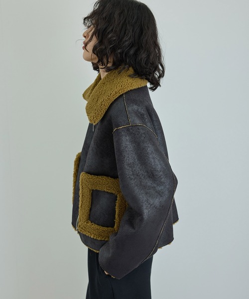 jakke（ジャッキー）の「【Jakke(ジャッキー)】VERA SHEARLING AVIATOR（ブルゾン・レディース・ブラック/キャメル・S）」の6枚目の写真