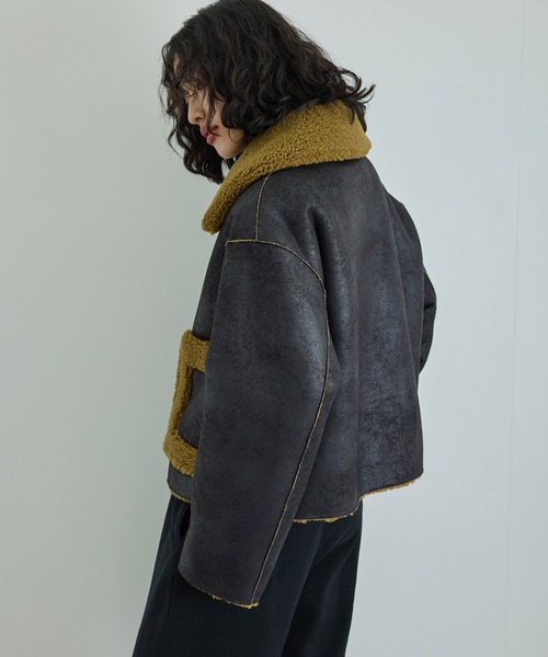 jakke（ジャッキー）の「【Jakke(ジャッキー)】VERA SHEARLING AVIATOR（ブルゾン・レディース・ブラック/キャメル・S）」の7枚目の写真