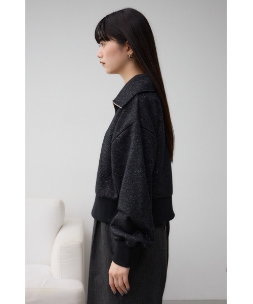 AZUL by moussy(アズールバイマウジー)の「ラメウラケハーフジップトップス(スウェット・レディース・アイボリー/ブラック/杢グレー・FREE)」の8枚目の写真