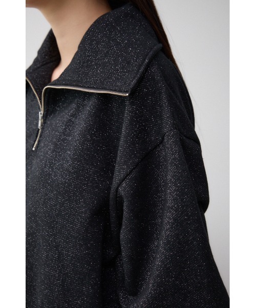 AZUL by moussy(アズールバイマウジー)の「ラメウラケハーフジップトップス(スウェット・レディース・アイボリー/ブラック/杢グレー・FREE)」の11枚目の写真