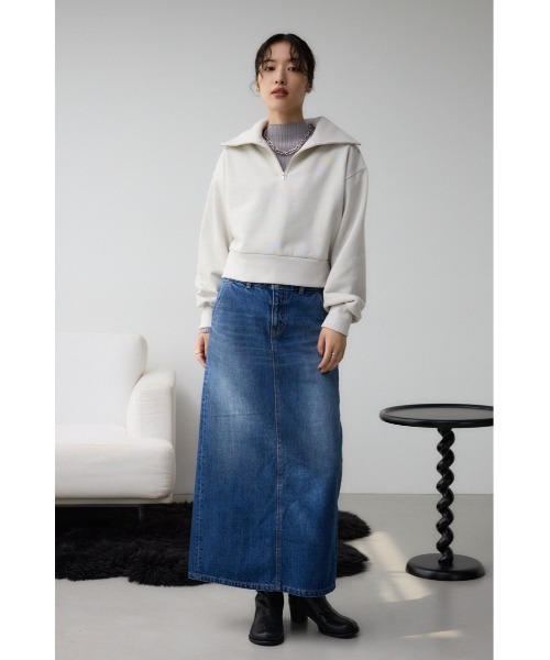 AZUL by moussy(アズールバイマウジー)の「ラメウラケハーフジップトップス(スウェット・レディース・アイボリー/ブラック/杢グレー・FREE)」の17枚目の写真