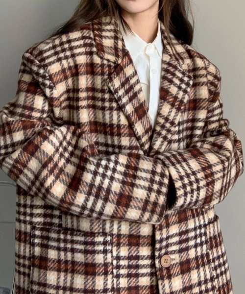 Achic（アシック）の「ダッフルチェスターコート（テーラードジャケット・レディース・ブラウン・M）」の7枚目の写真