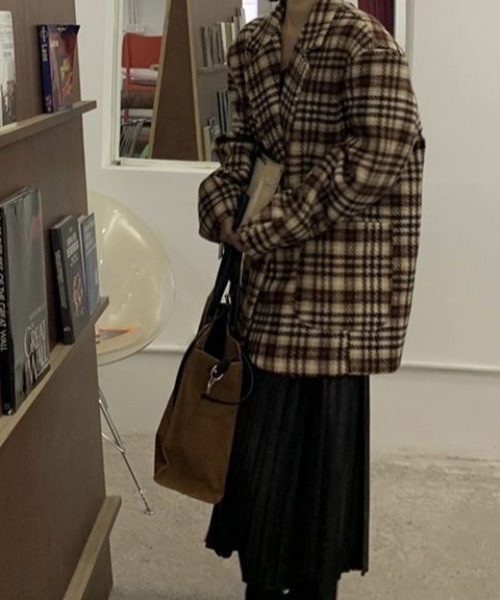 Achic（アシック）の「ダッフルチェスターコート（テーラードジャケット・レディース・ブラウン・M）」の9枚目の写真