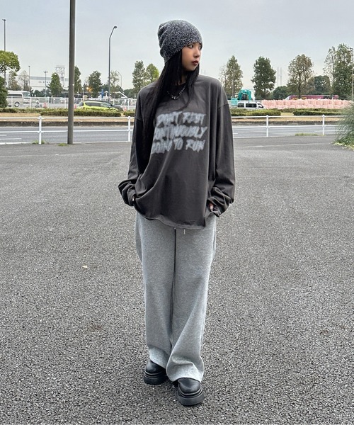 LVEU.(ラブユ.)の「【LVEU.】スウェットワイドパンツ / ボトムス スウェット パンツ ストレッチ ワイド ルーズ イージーパンツ シンプル ストリート モード ノームコア ブラック グレー(スウェットパンツ・レディース・ブラック/グレー・FREE)」の20枚目の写真