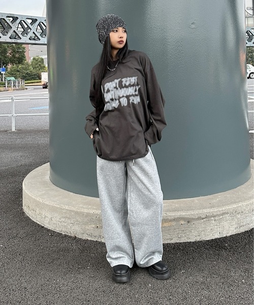 LVEU.(ラブユ.)の「【LVEU.】スウェットワイドパンツ / ボトムス スウェット パンツ ストレッチ ワイド ルーズ イージーパンツ シンプル ストリート モード ノームコア ブラック グレー(スウェットパンツ・レディース・ブラック/グレー・FREE)」の14枚目の写真