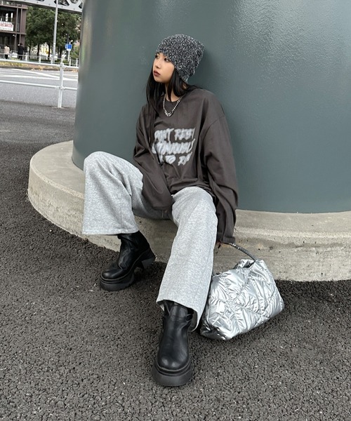 LVEU.(ラブユ.)の「【LVEU.】スウェットワイドパンツ / ボトムス スウェット パンツ ストレッチ ワイド ルーズ イージーパンツ シンプル ストリート モード ノームコア ブラック グレー(スウェットパンツ・レディース・ブラック/グレー・FREE)」の18枚目の写真
