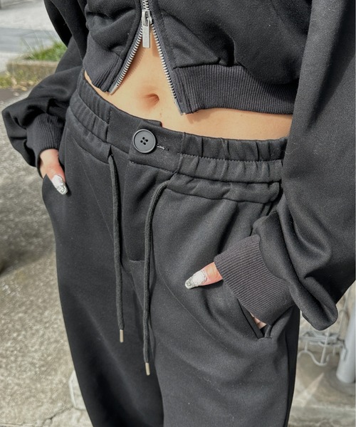 LVEU.(ラブユ.)の「【LVEU.】スウェットワイドパンツ / ボトムス スウェット パンツ ストレッチ ワイド ルーズ イージーパンツ シンプル ストリート モード ノームコア ブラック グレー(スウェットパンツ・レディース・ブラック/グレー・FREE)」の7枚目の写真