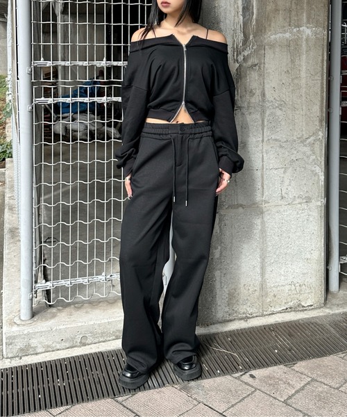 LVEU.(ラブユ.)の「【LVEU.】スウェットワイドパンツ / ボトムス スウェット パンツ ストレッチ ワイド ルーズ イージーパンツ シンプル ストリート モード ノームコア ブラック グレー(スウェットパンツ・レディース・ブラック/グレー・FREE)」の9枚目の写真