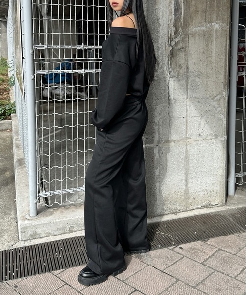 LVEU.(ラブユ.)の「【LVEU.】スウェットワイドパンツ / ボトムス スウェット パンツ ストレッチ ワイド ルーズ イージーパンツ シンプル ストリート モード ノームコア ブラック グレー(スウェットパンツ・レディース・ブラック/グレー・FREE)」の10枚目の写真