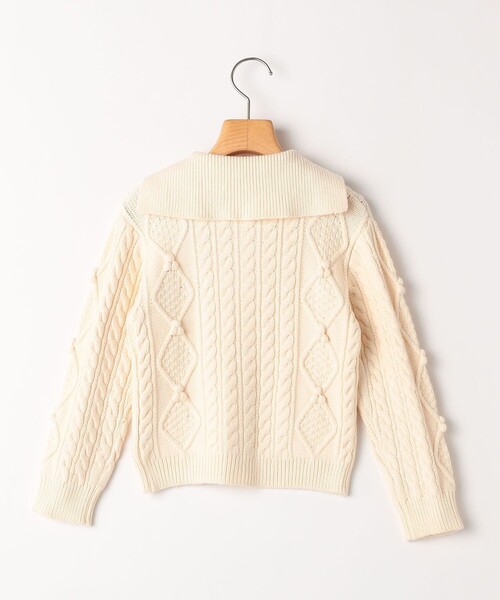 SHIPS（シップス）の「SHIPS KIDS:100～130cm /〈洗濯機可能〉ケーブル ニット カーディガン（カーディガン/ボレロ・キッズ・ストーン/ピンク・100/110/120/130）」の3枚目の写真