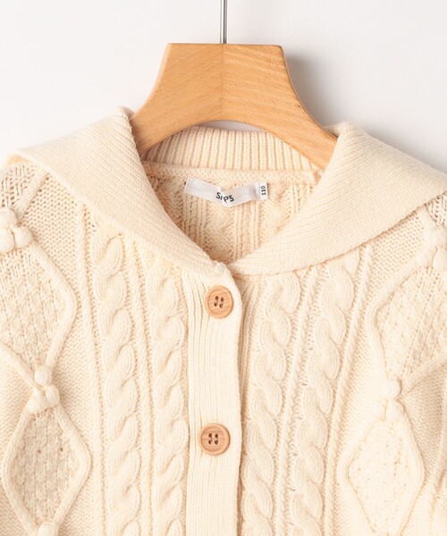 SHIPS（シップス）の「SHIPS KIDS:100～130cm /〈洗濯機可能〉ケーブル ニット カーディガン（カーディガン/ボレロ・キッズ・ストーン/ピンク・100/110/120/130）」の4枚目の写真
