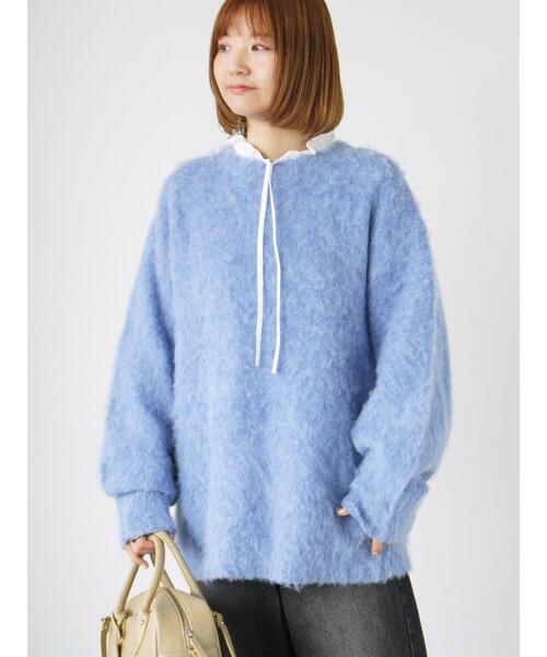 Lugnoncure（ルノンキュール）の「起毛クルーネックニット（ニット/セーター・レディース・ベージュ/グレー/ブルー/オレンジ・F）」の3枚目の写真