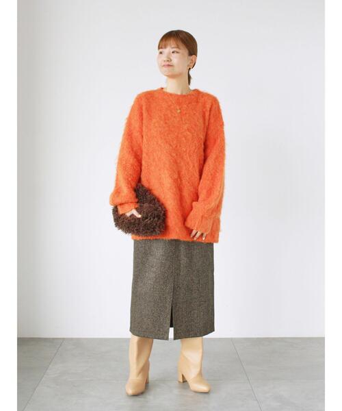 Lugnoncure（ルノンキュール）の「起毛クルーネックニット（ニット/セーター・レディース・ベージュ/グレー/ブルー/オレンジ・F）」の7枚目の写真
