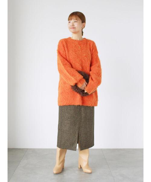 Lugnoncure（ルノンキュール）の「起毛クルーネックニット（ニット/セーター・レディース・ベージュ/グレー/ブルー/オレンジ・F）」の6枚目の写真