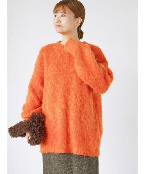 Lugnoncure（ルノンキュール）の「起毛クルーネックニット（ニット/セーター・レディース・ベージュ/グレー/ブルー/オレンジ・F）」の5枚目の写真