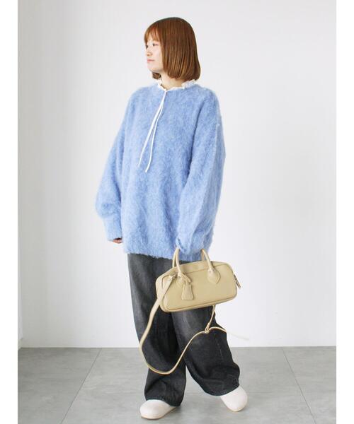 Lugnoncure（ルノンキュール）の「起毛クルーネックニット（ニット/セーター・レディース・ベージュ/グレー/ブルー/オレンジ・F）」の21枚目の写真