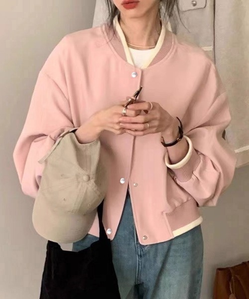 Miniministore(ミニミニストア)の「ライトクロップドブルゾンレディース韓国風(ブルゾン・レディース・アイボリー/ブラック/ピンク・FREE)」の7枚目の写真
