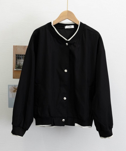 Miniministore(ミニミニストア)の「ライトクロップドブルゾンレディース韓国風(ブルゾン・レディース・アイボリー/ブラック/ピンク・FREE)」の14枚目の写真