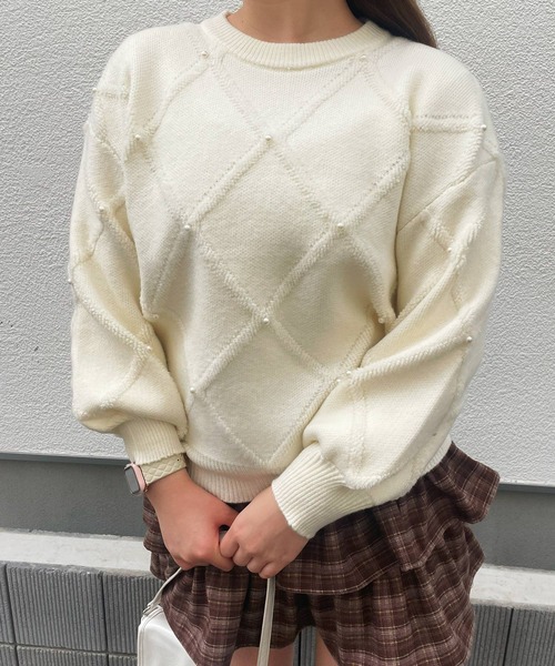 frunco(フランコ)の「【ZOZO限定】キルティング風パール付きニット(ニット/セーター・レディース・ホワイト/ピンク/レッド・FREE)」の10枚目の写真